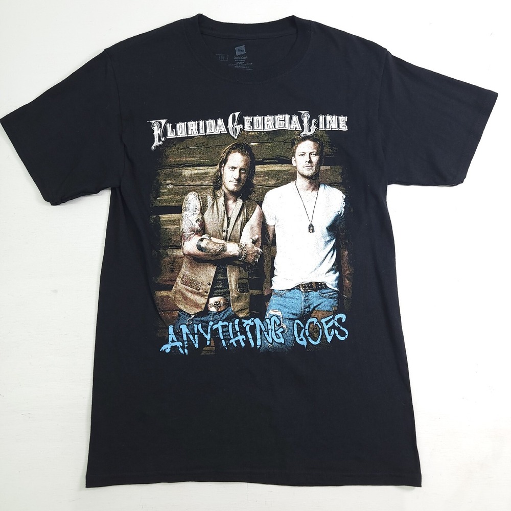 Florida Georgia Line Anything Goes 2015‎ Tour T-Shirt Rhett Men's Sz S Black EUC